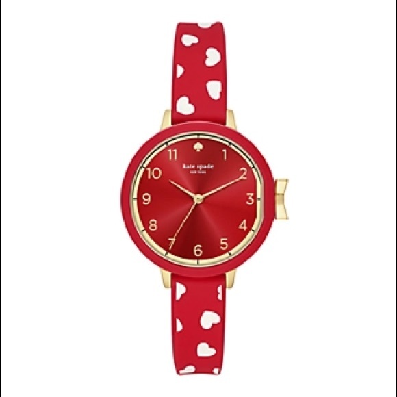 kate spade Accessories - Kate spade park row hearts red silicone strap watch